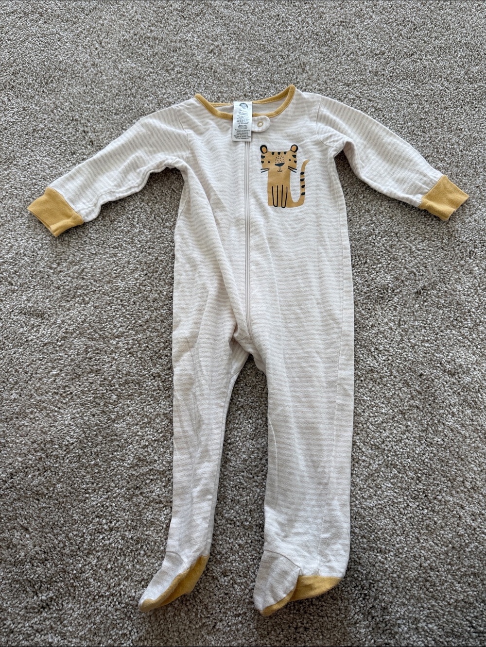 Gerber Cream Footed One-Piece with Mustard Tiger Accent